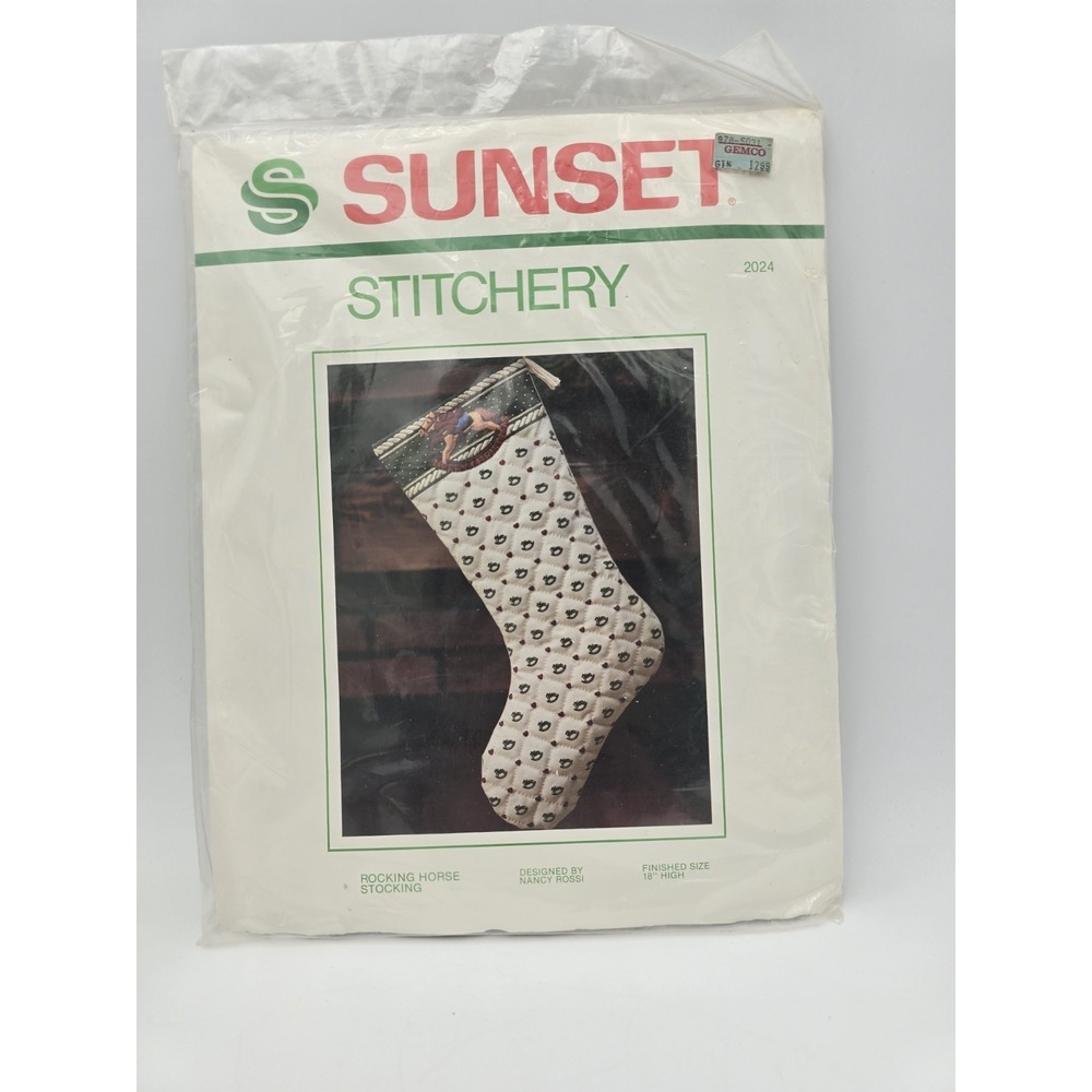 Sunset Stitchery Kit Rocking Horse‎ Stocking Vintage Christmas Quilt Embroidery